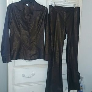2 piece stylish copper metalic suit